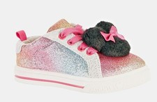 Disney Minnie Mouse Rainbow Glitter Pom Shoes Sneaker Toddler all size available