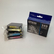 Epson 252 Lot of 5 Ink Cartridges Black Cyan Magenta Yellow - 2022  2026 - OEM