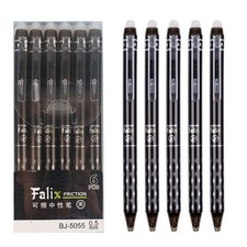 6 Pcs Erasable Gel Ink Retractable Pens - 0.5mm Fine Point, Black Ink, Smooth...