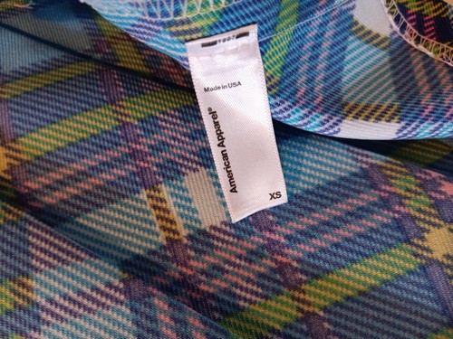 vintage american apparel Xs Mini Skirt Blue Plaid Pleated - Picture 13 of 15