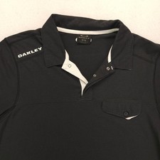 Oakley Short Sleeve Casual Collared Polo Shirt Adult Mens Size Medium M Black