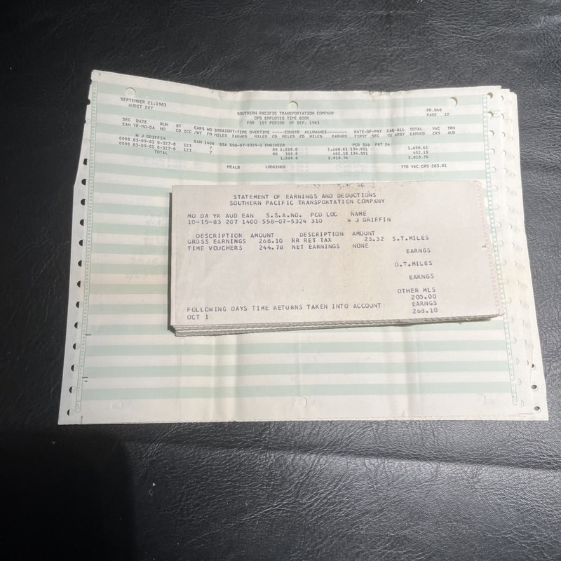 Vintage Southern Pacific Transportation Company Employee Time Books With Paycard