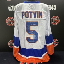 Dennis Potvin Signed New York Islanders Stat Jersey Autographed Steiner CX