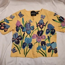 Michael Simon sweater butterfly cardigan Spring/Easter Granny Preppy Small