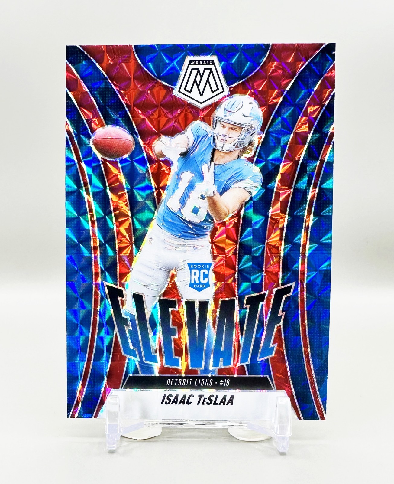 2025 Panini Mosaic Football Elevate #8 (Red Mosaic)  ISAAC TESLAA [RC]