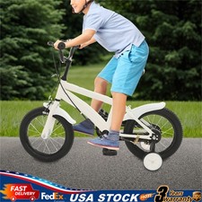 14" White Bike Boys Girls Bicycle with Training Wheels For 3/4/5/6 Years Old