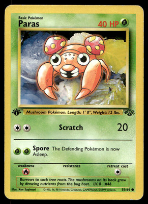 Pokemon Paras 59/102 WotC Jungle 1st Edition Common LP