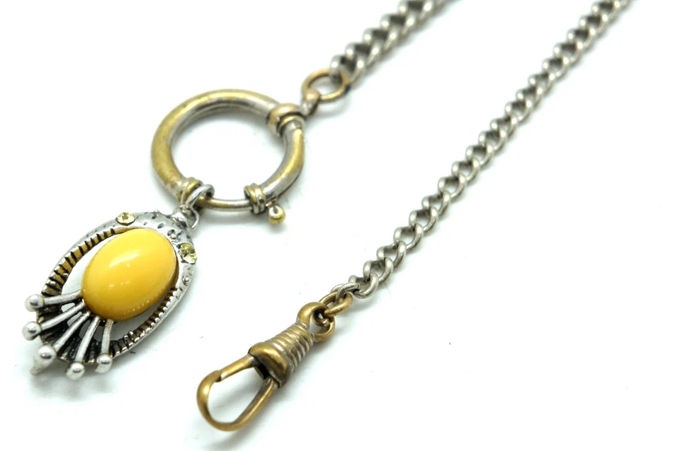 Vintage Pocket Watch Chain with Clasp Swivel and Pendant 30 cm - Image 3 of 4