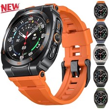 For Samsung Galaxy Watch Ultra 47mm 2025 Rugged Silicone Band Strap  Metal Case