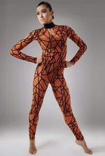 Weissman Flocked Geometric Long Sleeve Unitard Dance Costume Size Small SA 