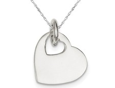 Image of Heart with Cut Out Charm Pendant Necklace in Sterling Silver with Chain