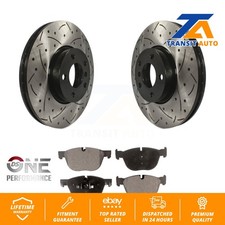 Front Coated Drilled Slotted Disc Brake Rotors And Ceramic Pad Kit For BMW X5 X6