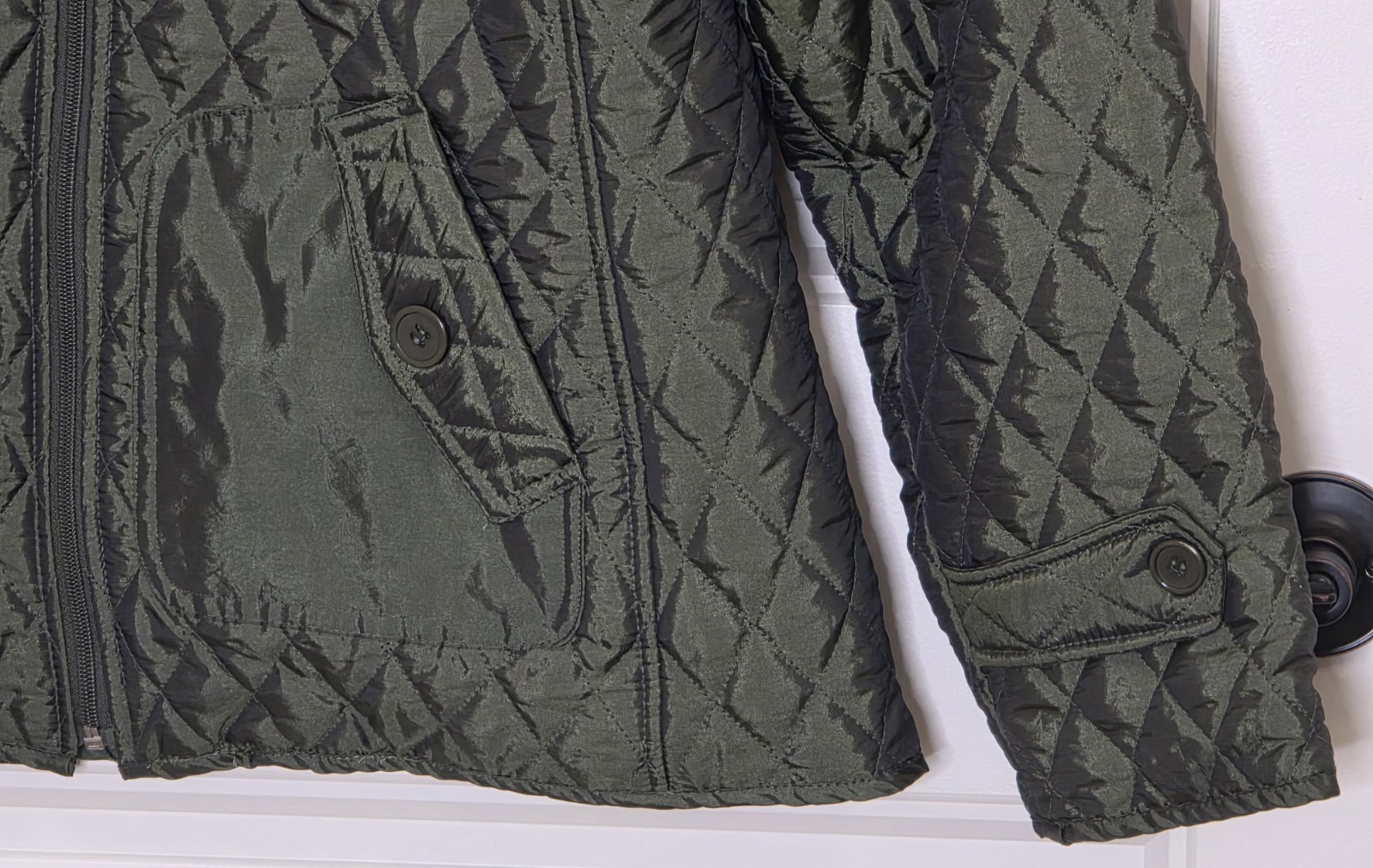 Jane Ashley Light Jacket Hunter Green Quilted Zip… - image 6