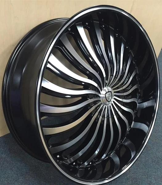 Rueda 22" BORGHINI B24 🔥 22X9 +13 5X115 + 5X120 🔥 Llanta mecanizada negra ✅Última ⓵🔻 Foto 2 de 4