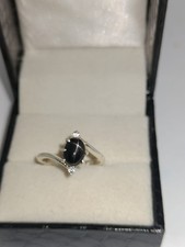 Natural Black Sapphire Ring 925 Sterling Silver Handmade Sapphire Ring Women