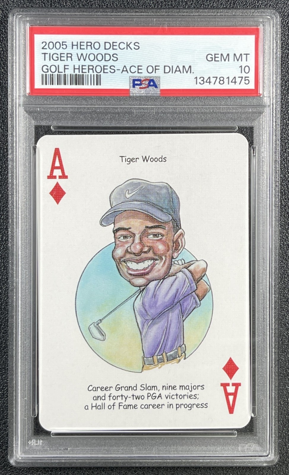 TIGER WOODS PSA 10 2005 HERO DECKS GOLF HEROES ACE OF DIAMONDS GEM MINT 1475