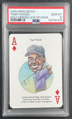 TIGER WOODS PSA 10 2005 HERO DECKS GOLF HEROES ACE OF DIAMONDS GEM MINT 1475