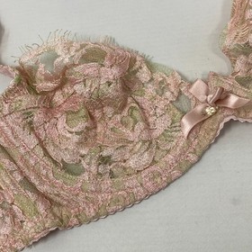 Agent Provocateur Saadia SOIREE Green Pink Bra Lace Bra 36B NWT