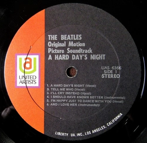 Beatles LP A Hard Day’s Night 1970 Black-Orange “Tell Me Who” Audio Matrix EX!