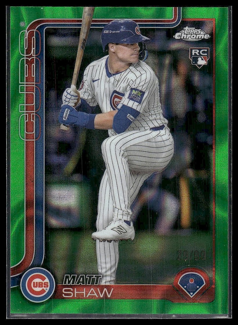 2025 Topps Chrome #219 Matt Shaw Green Raywave Refractors #/99