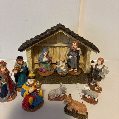 Vintage Christmas Holiday Mini Nativity Set 11 pc Poly Resin Lemax 63179