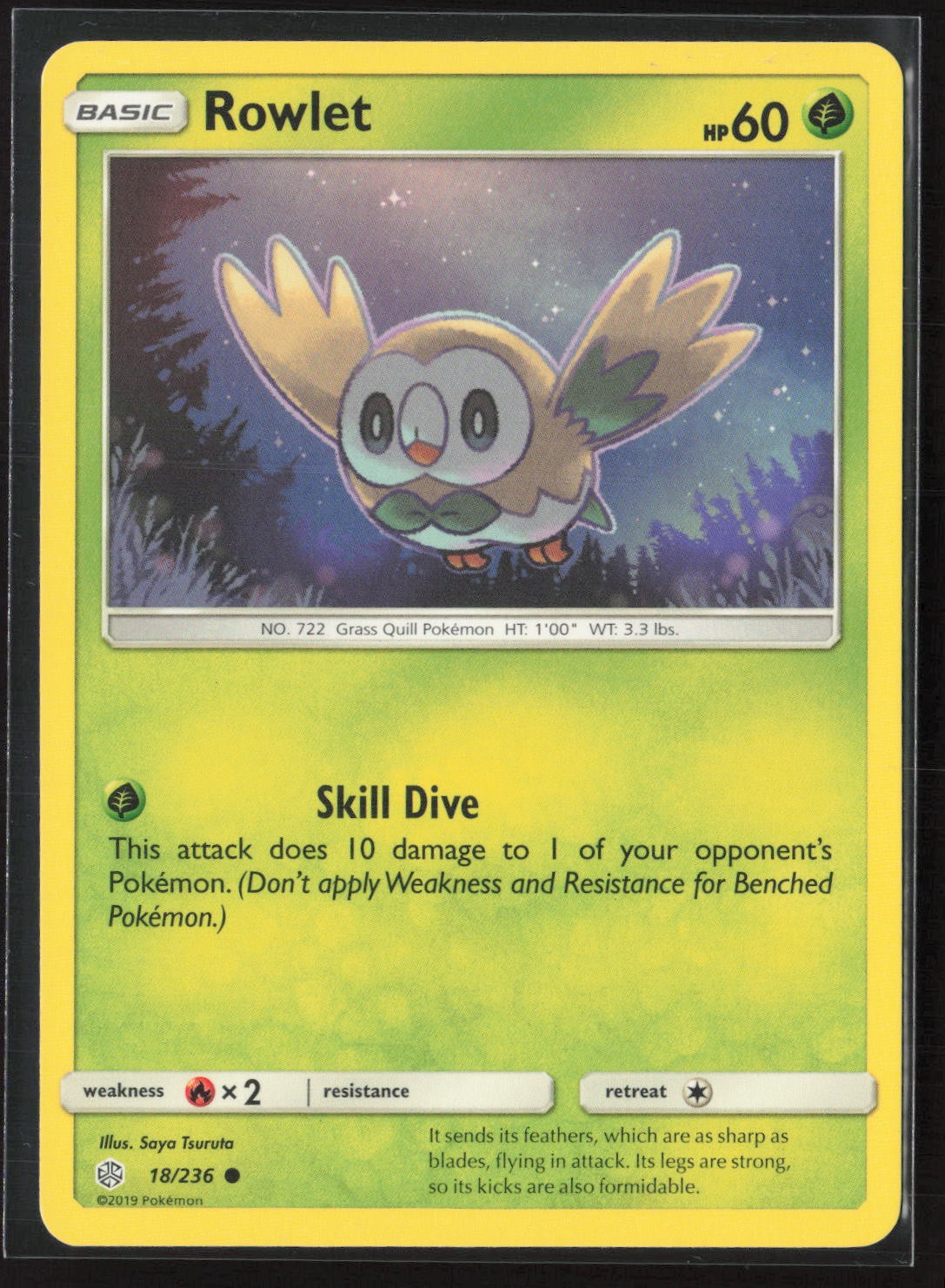 Rowlet 18/236 Common Cosmic Eclipse Pokemon Near Mint