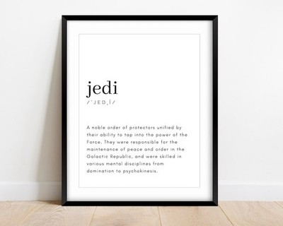 ''JEDI'' STAR WARS STIL ZITAT KINDERZIMMER - GERAHMTES WANDBILD BILD DRUCK A4