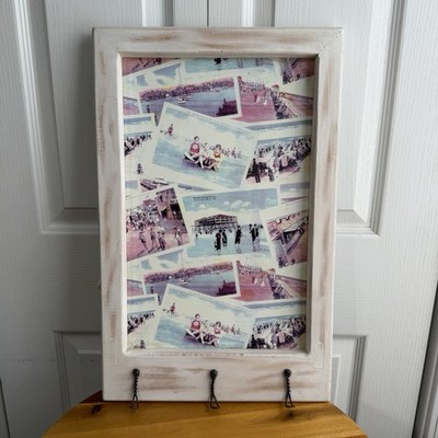 Vintage Style Collage Magnetic Board Framed Key Holder Wall Hanging Cottage