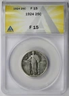 1924 Standing Liberty Quarter 25C Fine F 15 ANACS