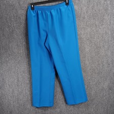 Alfred Dunner Pants Women's 14 Ocean Blue Slash Pockets Pull On Elastic Waist