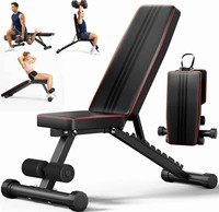 Adjustable Foldable Incline/Decline Anti-Slip Weight Bench 660lb Black/Red