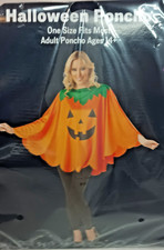 Adult Jack O Lantern Pumpkin Poncho Costume One Size New