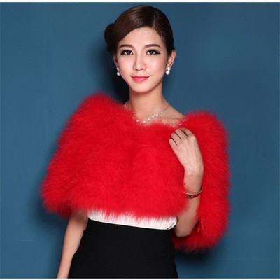 Fur Cape Boleros Stole Shawl Wedding Solid Wrap Bridal Women Ostrich Feather