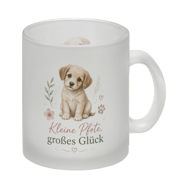 Glas Tasse Kleine Pfote - Trinkglas Mit SüSsem Pfotenmotiv Mit Spruch: Kleine-image