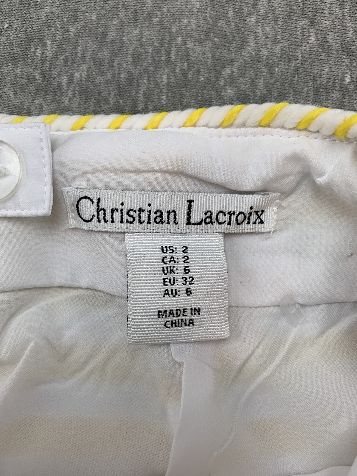 Christian Lacroix Shorts Womens 2 Striped Nautical Sailor Button Detail Summer