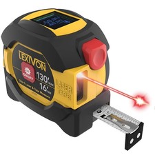 2-in-1 Digital Laser Tape Measure 130ft 16ft AutoLock Backlit LCD