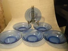 Vintage Set Of 6 PYREX Festiva Swirl Cobalt Blue Glass Soup Cereal Bowls 7.5”