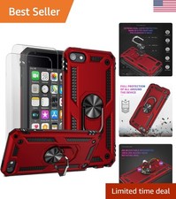 Red Hybrid iPod Touch Case for 5/6/7 with 2HD Protectors Rotating Kickstand