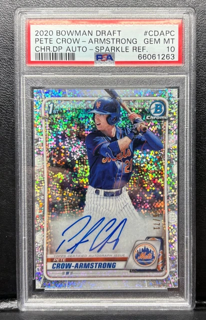 2020 PETE CROW-ARMSTRONG 1st Bowman Chrome AUTO /71 SPARKLE Pop 8 CDA-PC PSA 10