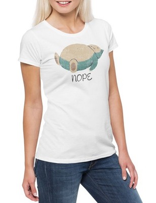 Nope Damen T-Shirt Katzen Faul Schlafen Lazy Kater Katze Cat Siesta Faulpelz