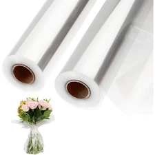 2 Rolls of Clear Cellophane Wrap Roll 35” Wide x 220 Ft Long, 3 Mil Th