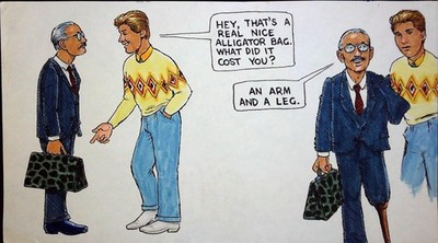 Alligator Bag Arm Peg Leg Funny Joke Gag Comic Book Panel Original Studio Art