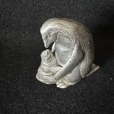 On A Whim By Dana 1992 Pewter Rare Tooth Fairy Box Penguin and baby First Tooth