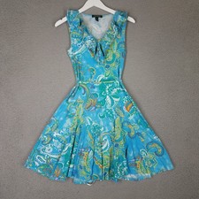 Lauren Ralph Lauren Dress Women's Small Paisley Blue Fit & Flare Summer Travel