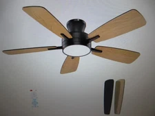 QRMOK T5 46 in.Indoor Black Ceiling Fan with Dimmable CCT Light & remote