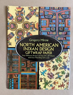 Geschenk Papier mit Geschenk Karten  4 Stück USA Nordamerika Indianer Ethno NEU 