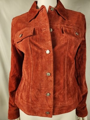 Boston Proper Coral Red Suede Jacket 10 Womens