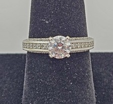 Sterling Silver Clear Gemstone Ring Size 8 Signed YGI 925 Milgrain Band - 3.0g