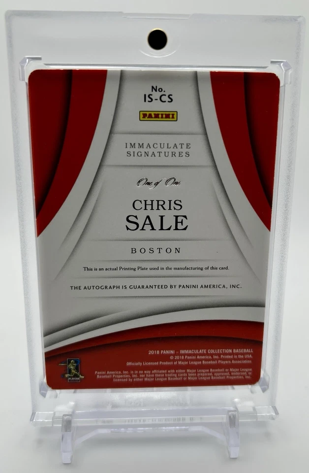 Placa de impresión Panini Immaculate 2018 #is-cs Chris Sale (AU) 🔥2018 WS CHAMPS🔥 Foto 2 de 3