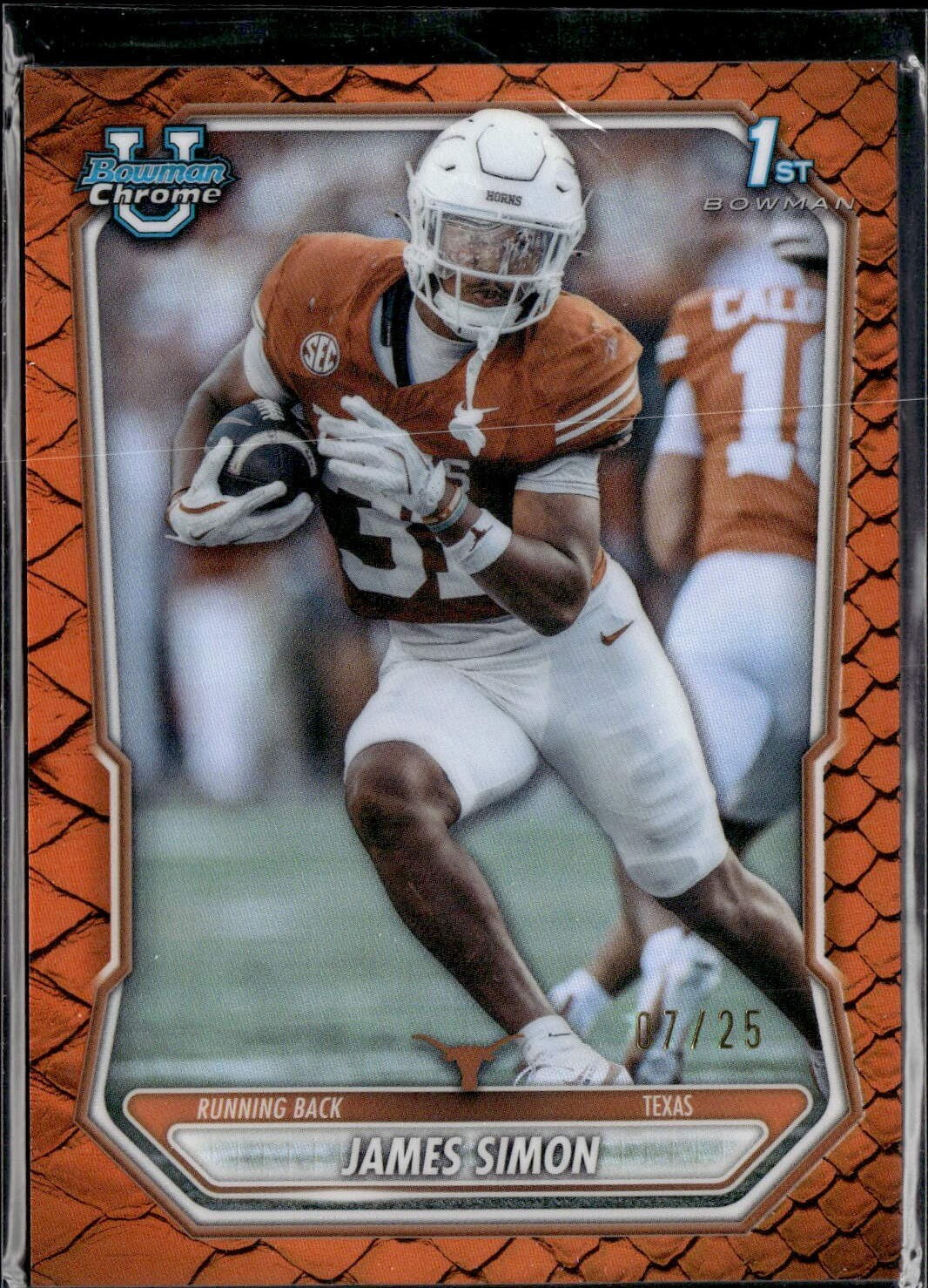 2026 Bowman #BCP-62 James Simon Chrome Prospects Orange Reptilian Refractor #/25